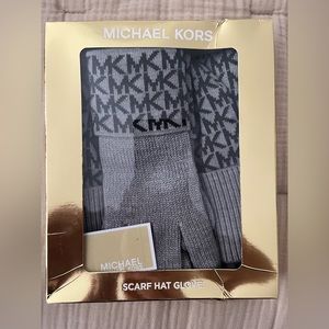 MICHAEL Michael Kors scarf, beanie, and glove set. Still in box.